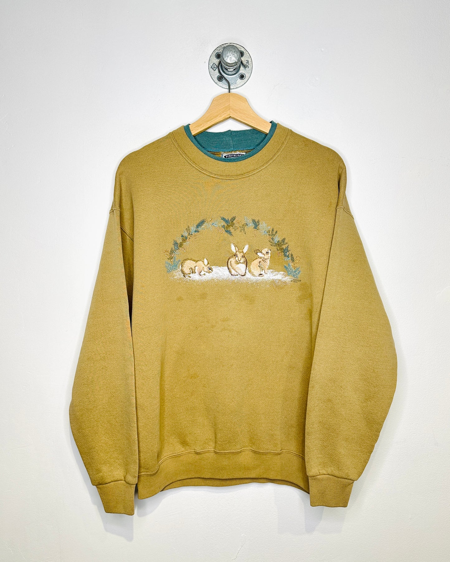 Vintage 1990s Lee Beige Embroidered Rabbit Sweatshirt