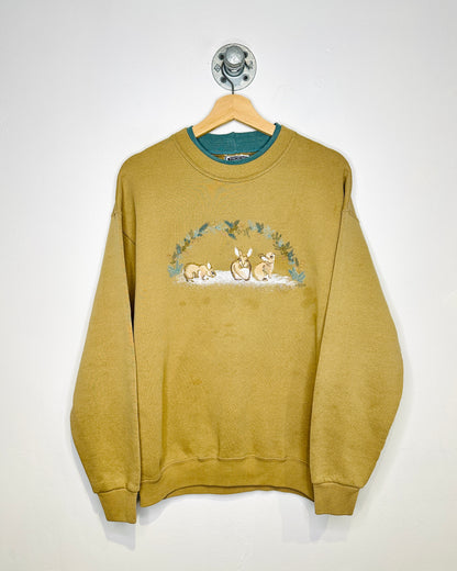 Vintage 1990s Lee Beige Embroidered Rabbit Sweatshirt