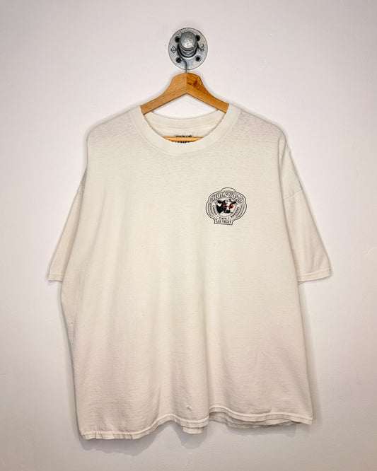 Vintage Holy Cow Las Vegas Distressed White Tee Shirt