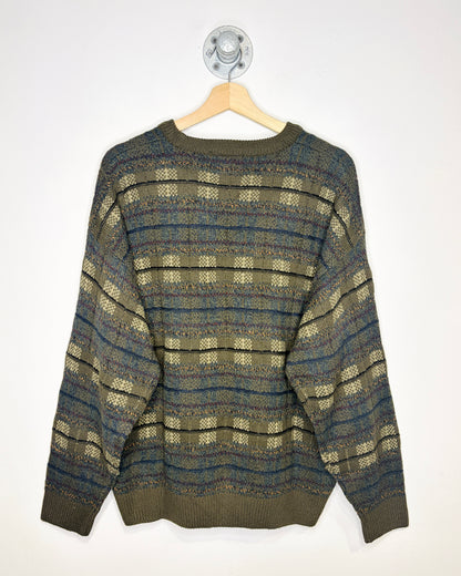 Vintage Towncraft Earth Tone Plaid Knit