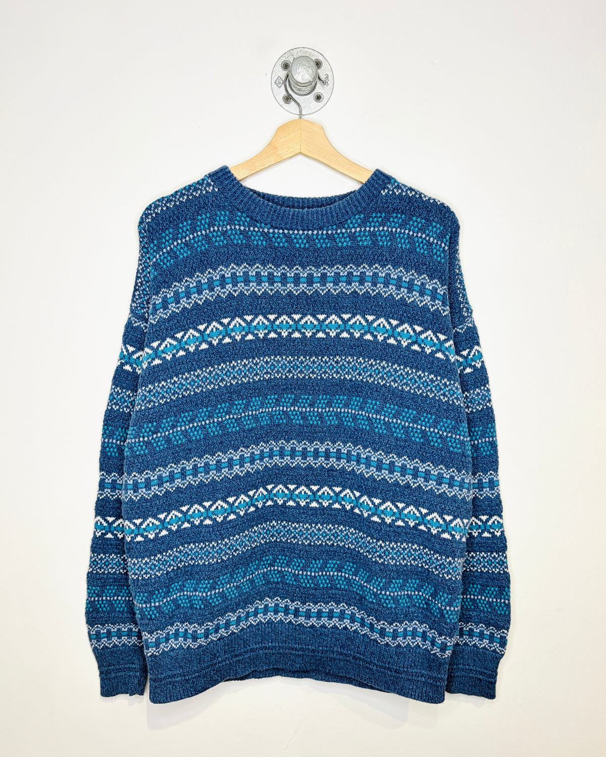 Vintage 90s Kenneth Robert’s Blue Textured Knit Sweater