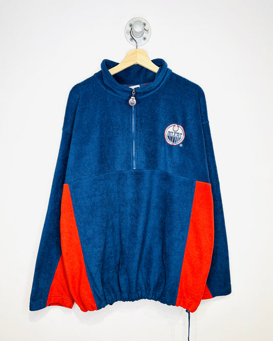 Vintage 2000s Edmonton Oilers TwoTone Navy 1/4 Zip Fleece