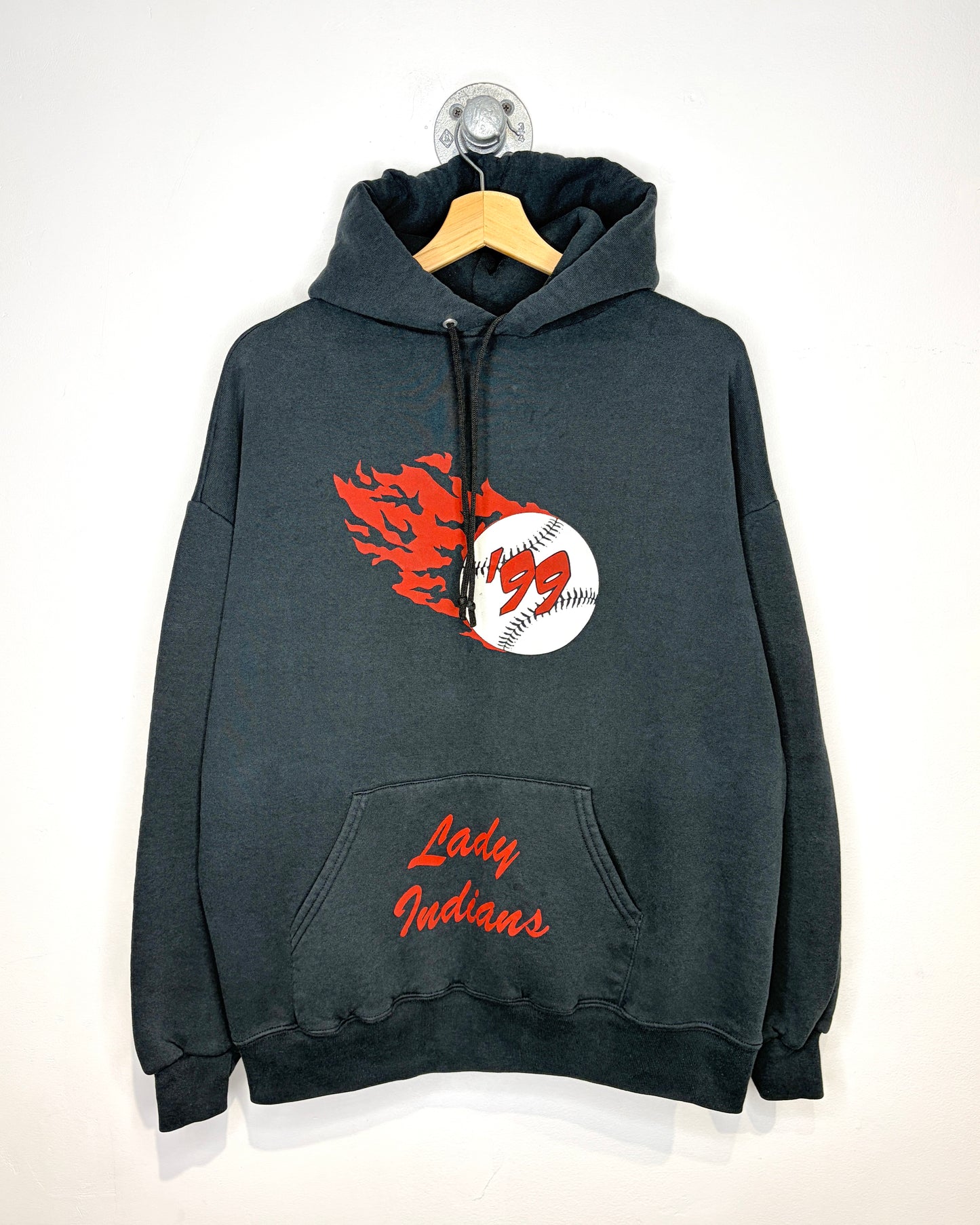 Vintage 1999 Jerzees Black Baseball Hoodie