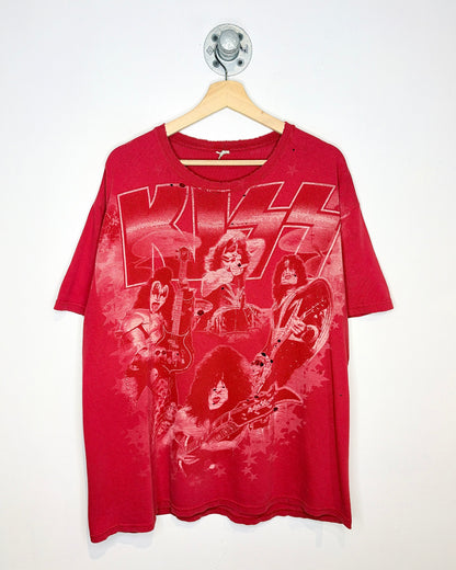 2000s KISS Distressed & Faded Red Band Tee Shirt