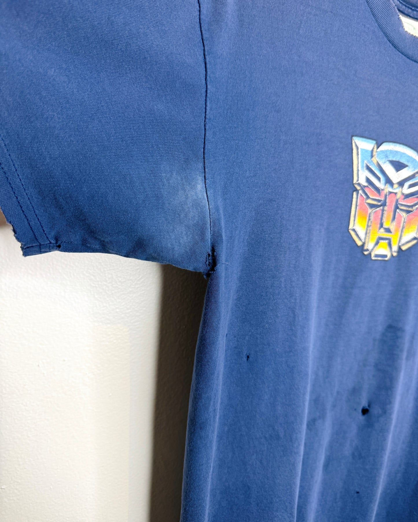 Vintage 90s Transformers Thrashed Navy Tee Shirt