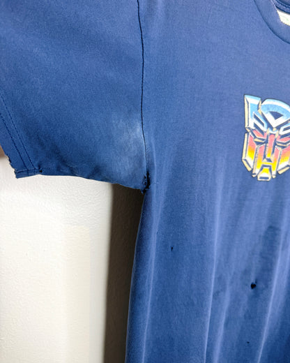 Vintage 90s Transformers Thrashed Navy Tee Shirt