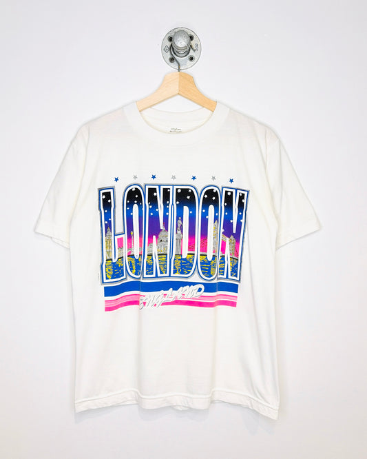 Vintage 1992 London England Paper Thin White Tee Shirt