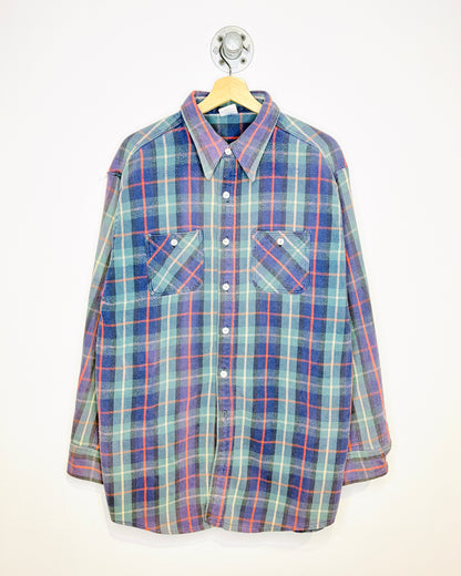 Vintage 90s Ely Faded Purple Plaid Heavyweight Flannel