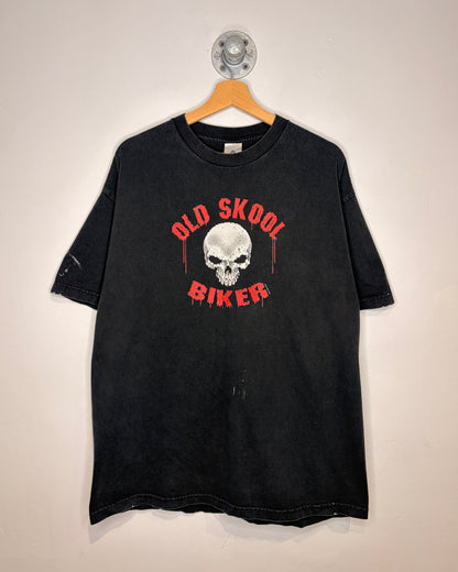 Vintage 2003 Old Skool Biker Black Tee Shirt