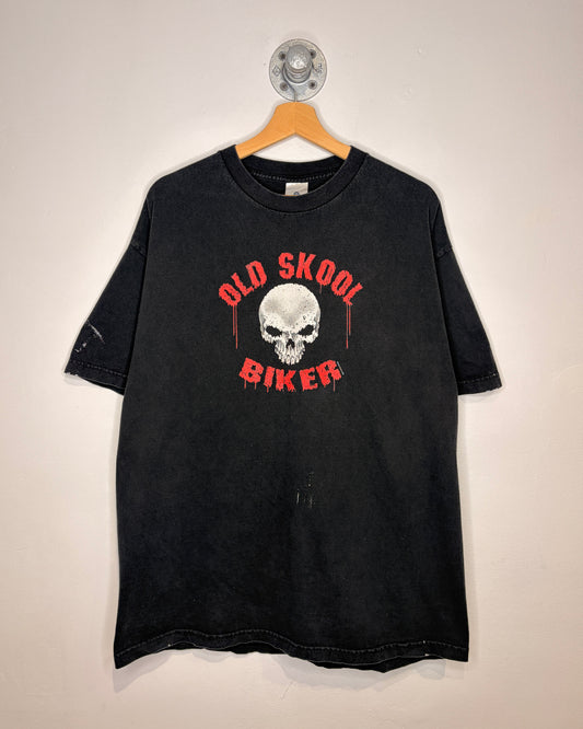 Vintage 2003 Old Skool Biker Black Tee Shirt