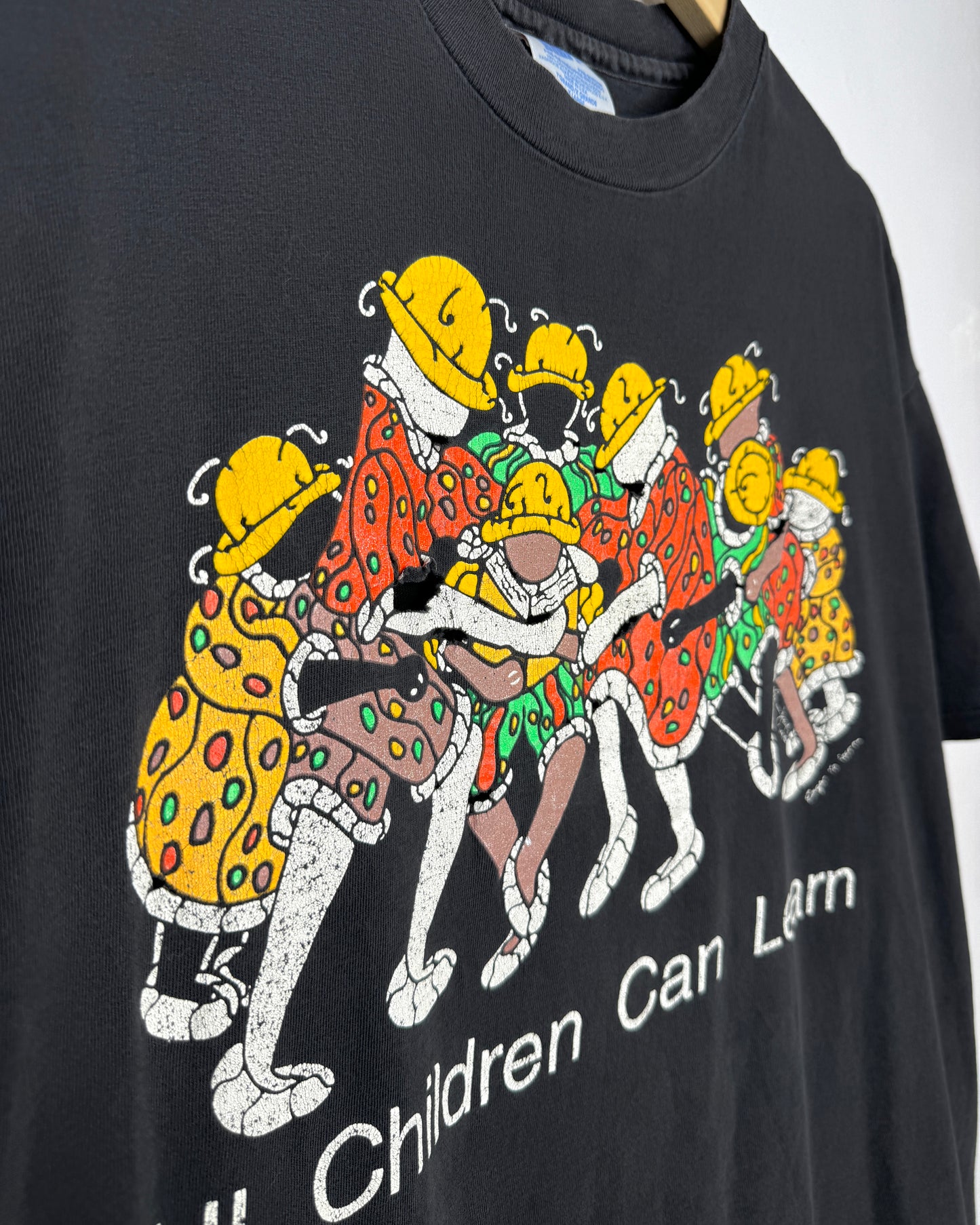 Vintage 1990 All Children Can Learn Black Tee Shirt