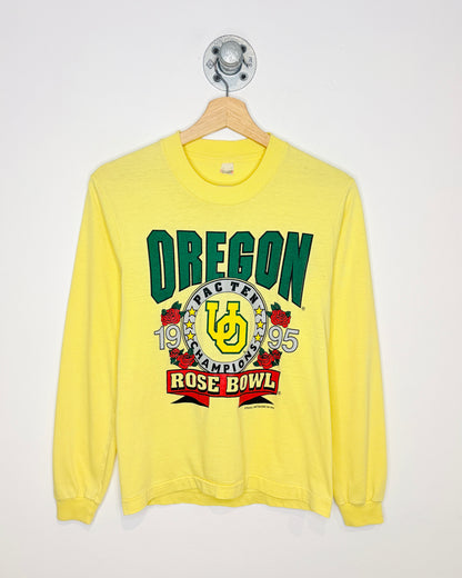 Vintage 1995 Oregon Rose Bowl Pale Yellow Longsleeve Shirt