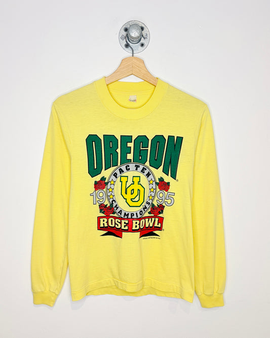 Vintage 1995 Oregon Rose Bowl Pale Yellow Longsleeve Shirt