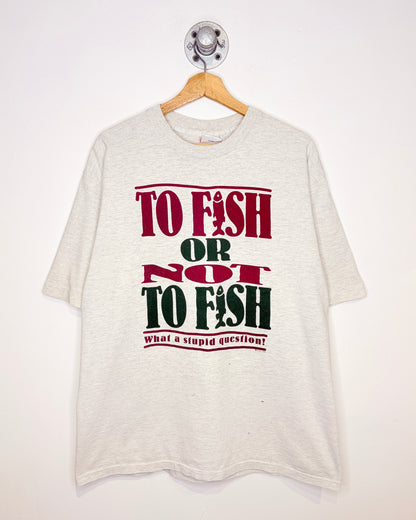 Vintage 1995 To Fish Or Not To Fish Grey Tee Shirt