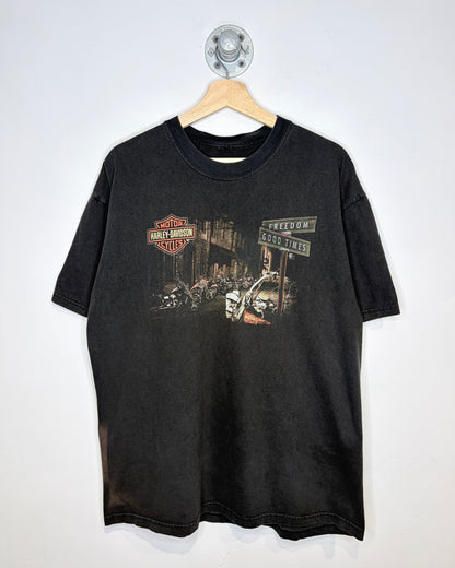 2000s Harley Davidson Faribault Faded Black Tee Shirt