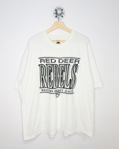 Vintage 90s Red Deer Rebels Hockey White Tee Shirt