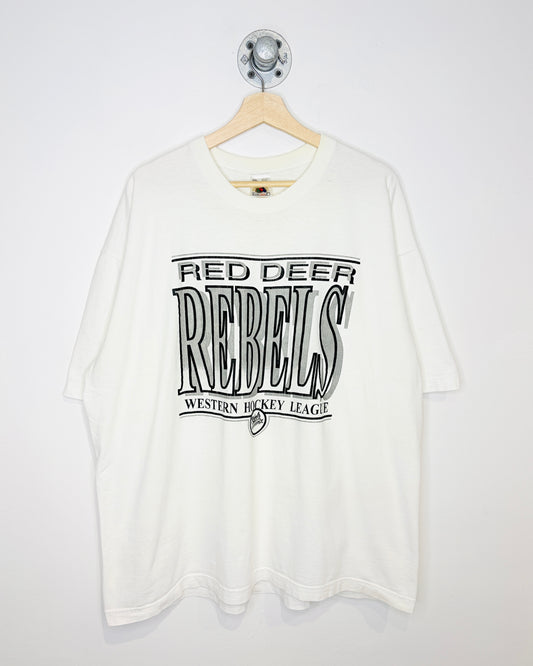 Vintage 90s Red Deer Rebels Hockey White Tee Shirt