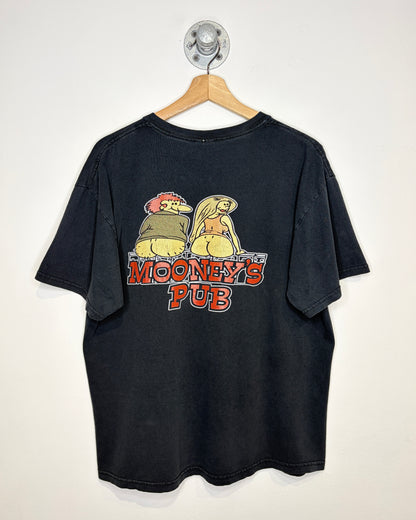 Vintage 2000s Mooney’s Pub Faded Black Tee Shirt
