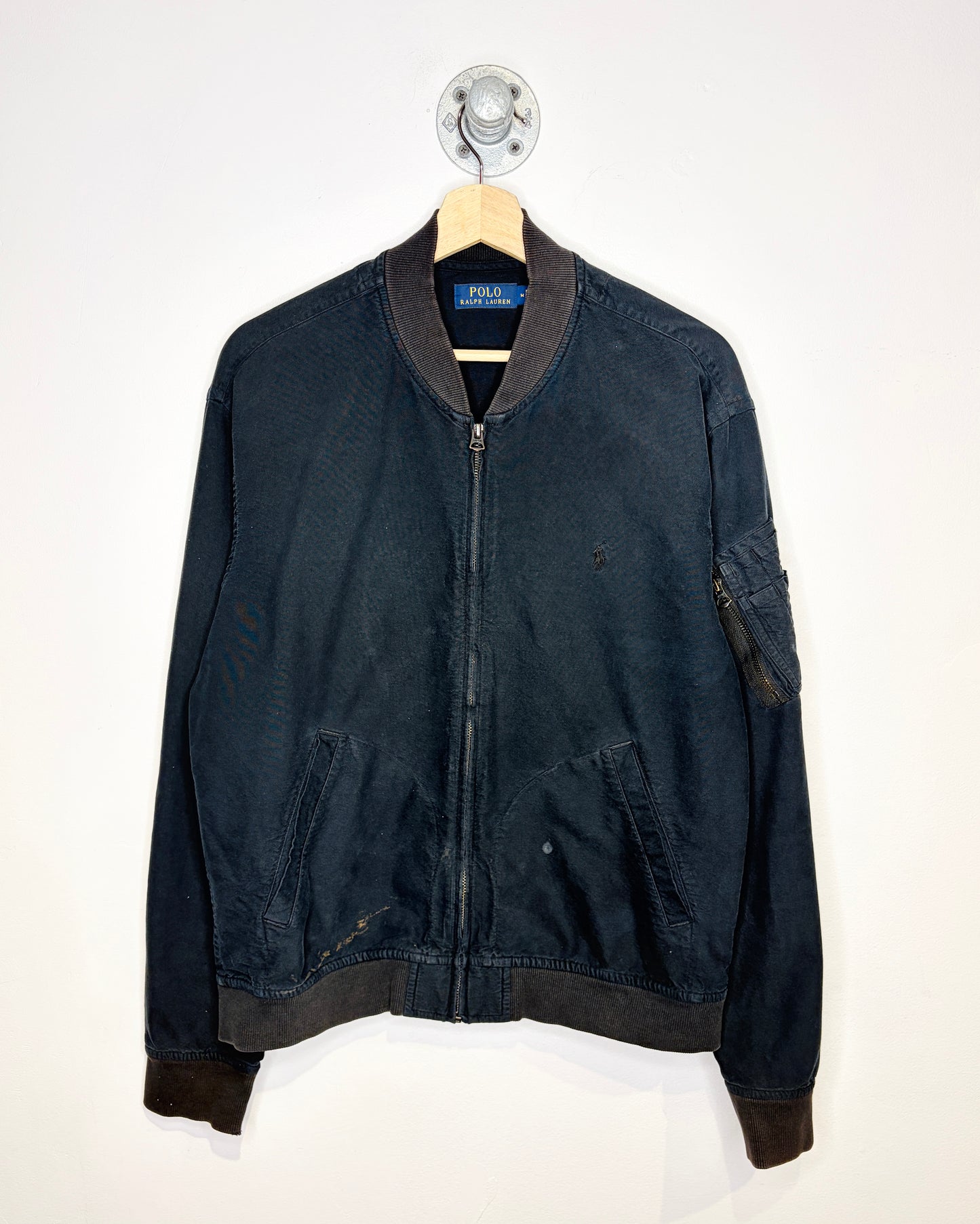 2000s Polo Ralph Lauren Faded Black Bomber Jacket