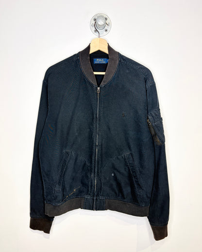 2000s Polo Ralph Lauren Faded Black Bomber Jacket