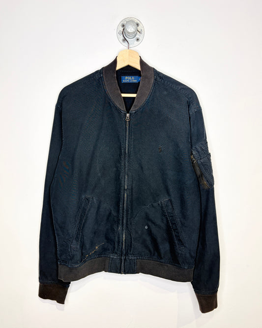2000s Polo Ralph Lauren Faded Black Bomber Jacket