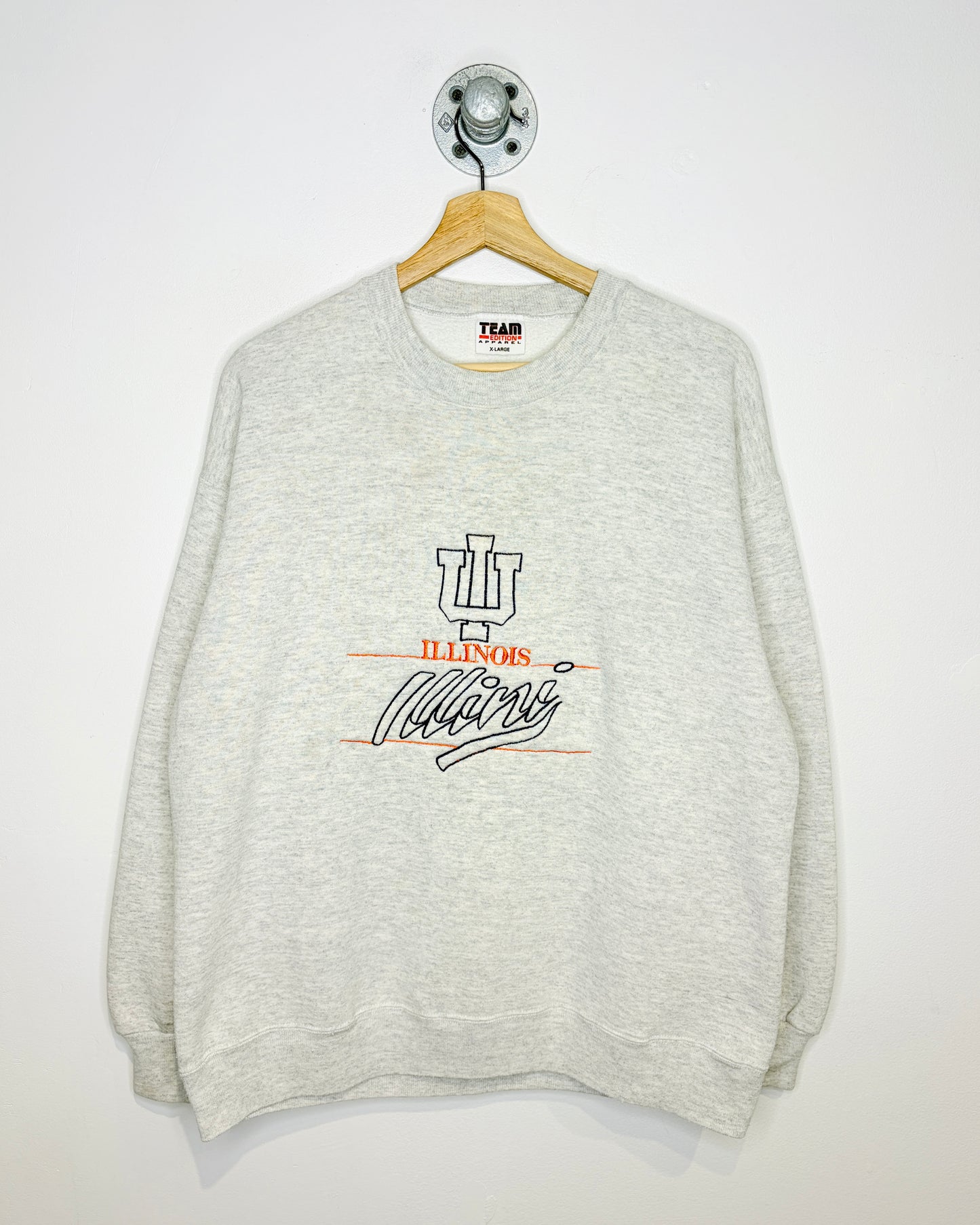 Vintage 1990s Illinois Heather Grey Crewneck Sweatshirt