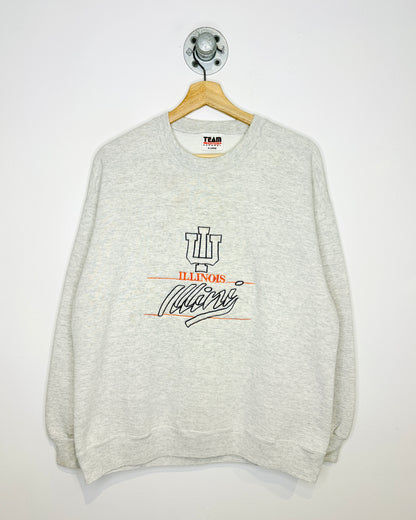 Vintage 1990s Illinois Heather Grey Crewneck Sweatshirt