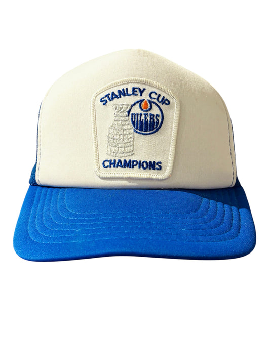 Vintage 90s Edmonton Oilers Stanley Cup Champions Trucker Hat