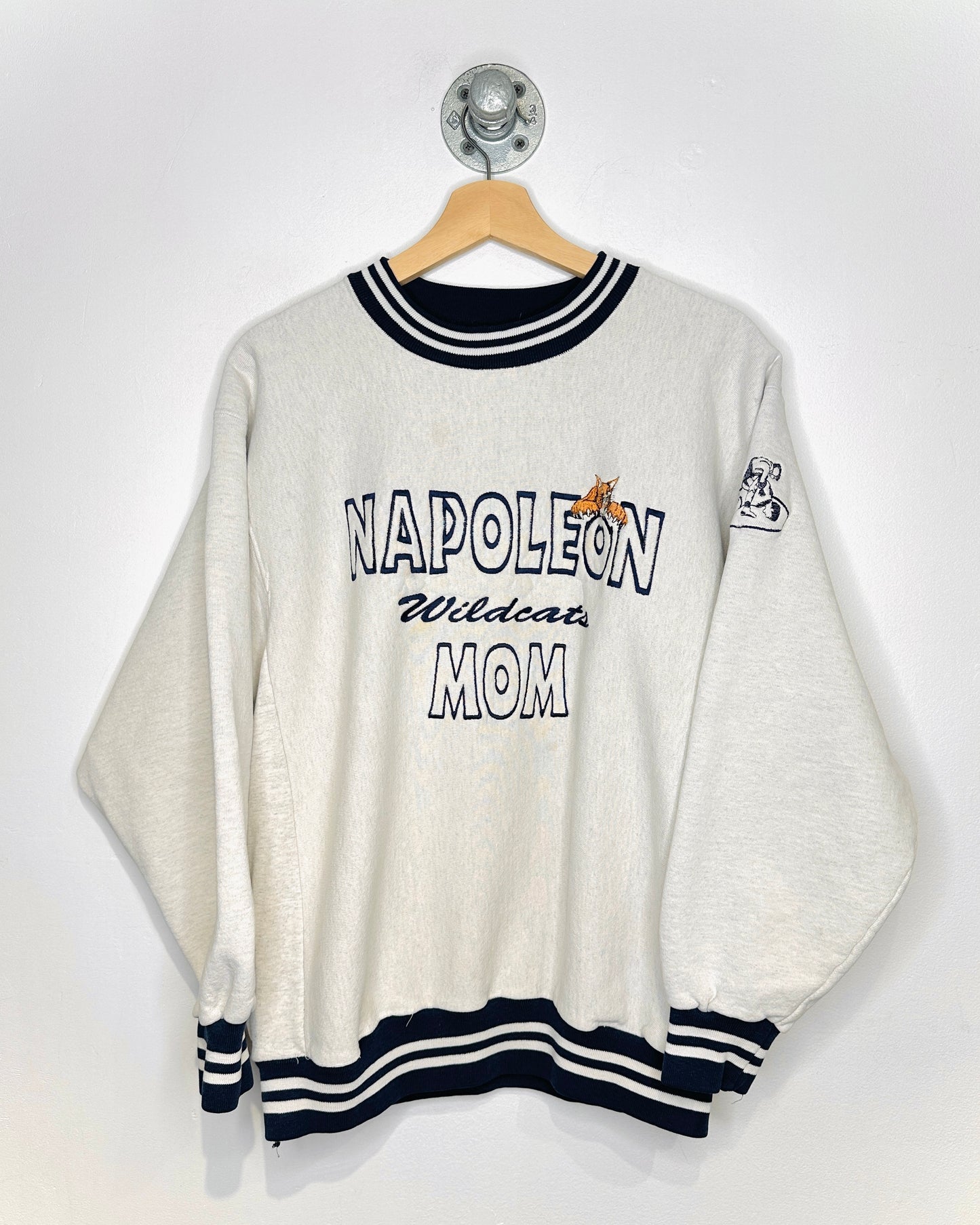 Vintage 90s Napoleon Wildcats Mom Grey & Navy Crewneck Sweatshirt