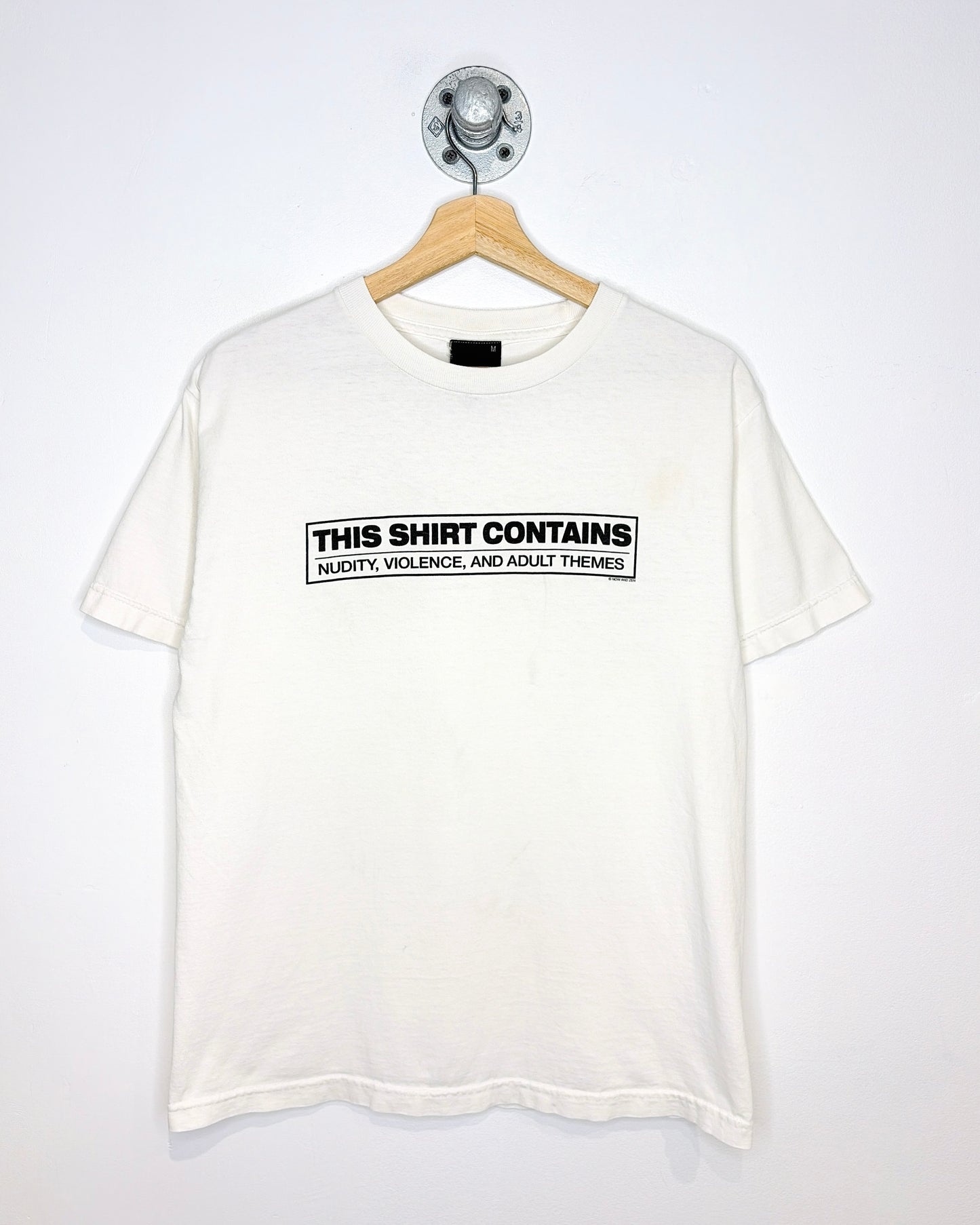 Vintage 90s “This Shirt Contains Nudity, Violence, And Adult Themes” White Tee Shirt