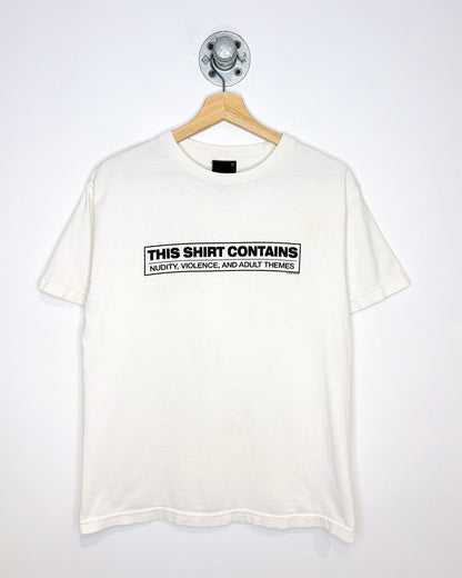 Vintage 90s “This Shirt Contains Nudity, Violence, And Adult Themes” White Tee Shirt