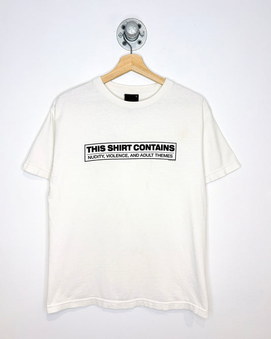Vintage 90s “This Shirt Contains Nudity, Violence, And Adult Themes” White Tee Shirt