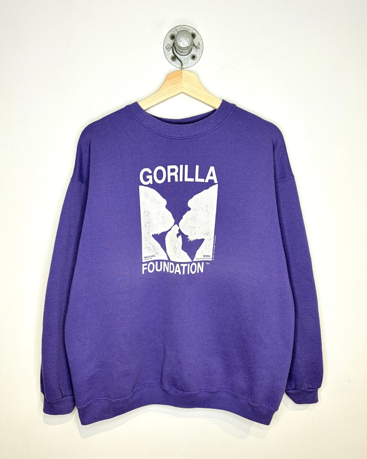 Vintage 1984 Gorilla Foundation Purple Crewneck Sweatshirt