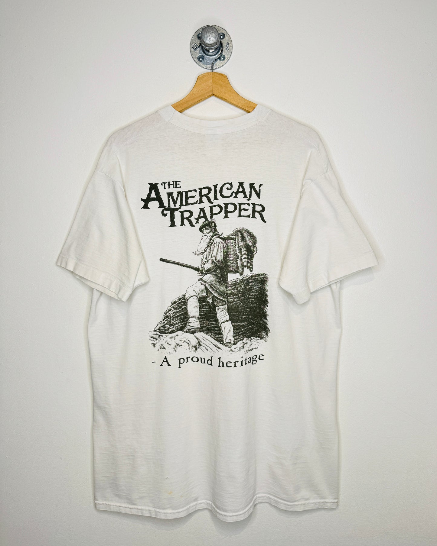 Vintage 90s Distressed Joe Goodman White Tee Shirt