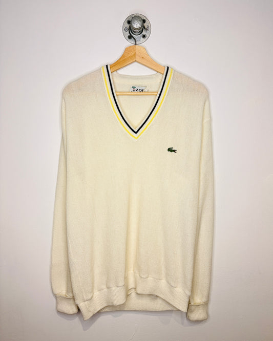 Vintage 80s Izod Lacoste White V-Neck Sweater