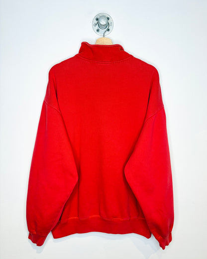 Vintage 1990s Nautica Competition Red Quarter Zip Crewneck Sweatshirt