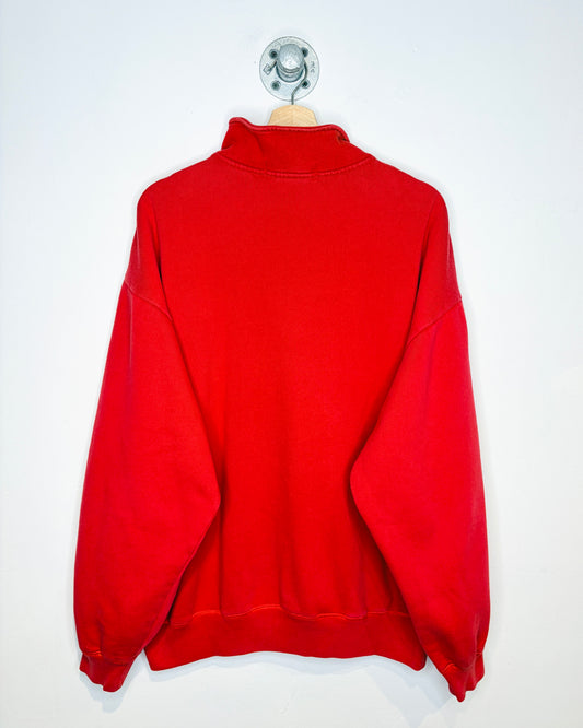 Vintage 1990s Nautica Competition Red Quarter Zip Crewneck Sweatshirt