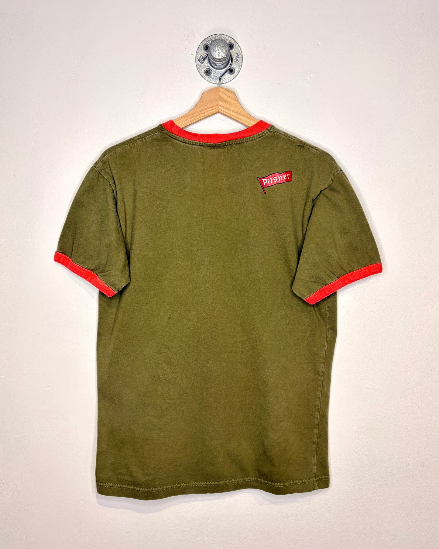 2000s Pilsner Earth Tone Ringer Tee Shirt
