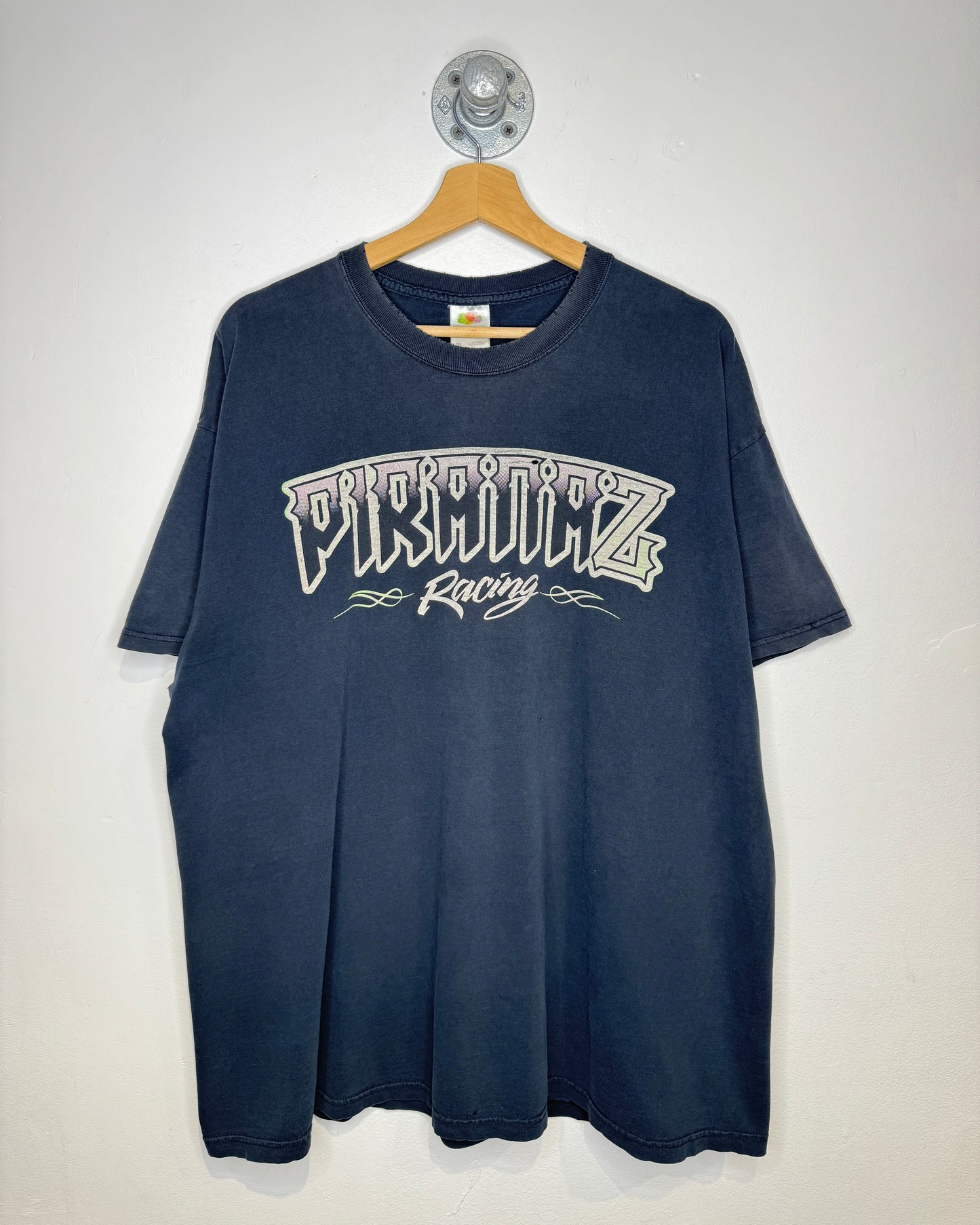 2000s Piranaz Racing Heavily Faded Black Tee Shirt