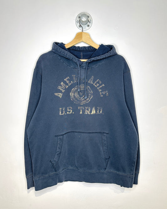 2000s Boxy American Eagle Faded Navy Hoodie