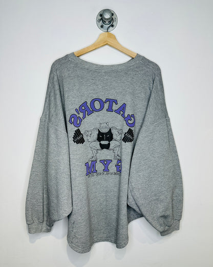 Vintage 1990s Gators Gym Purple And Grey Wide Crewneck Workout Sweatshirt