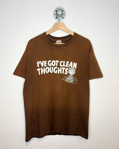 Vintage 90s/00s Peanuts “I’ve Got Clean Thoughts” Faded Brown Tee Shirt