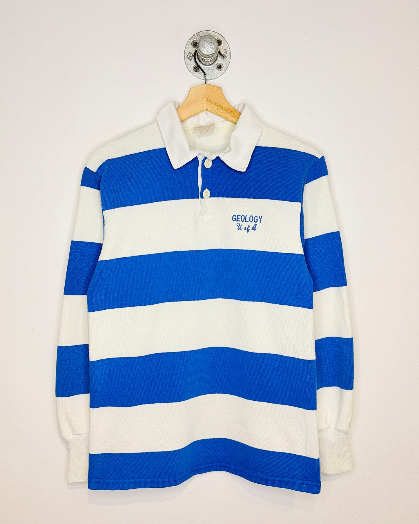 Vintage 90s Geology University Of Alberta Royal Blue & White Rugby Shirt