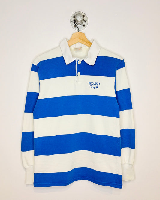Vintage 90s Geology University Of Alberta Royal Blue & White Rugby Shirt