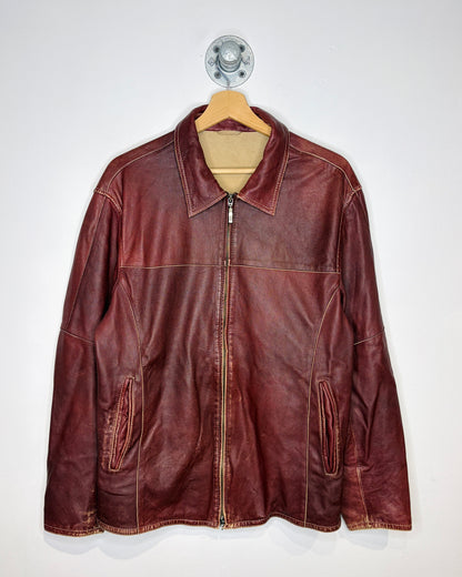 Vintage 2003 “Milestone” Patina Wine Red Leather Jacket