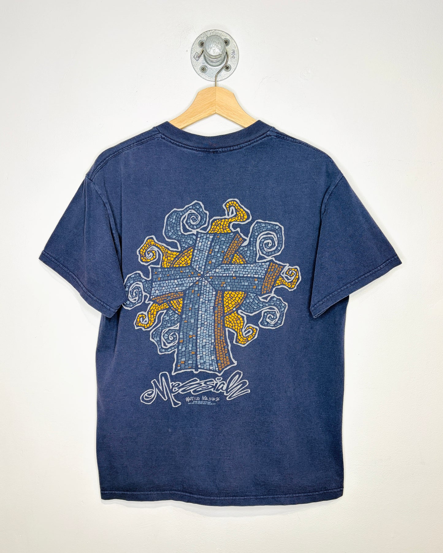 Vintage 1997 Messiah “One Way Out” Faded Navy Blue Tee Shirt