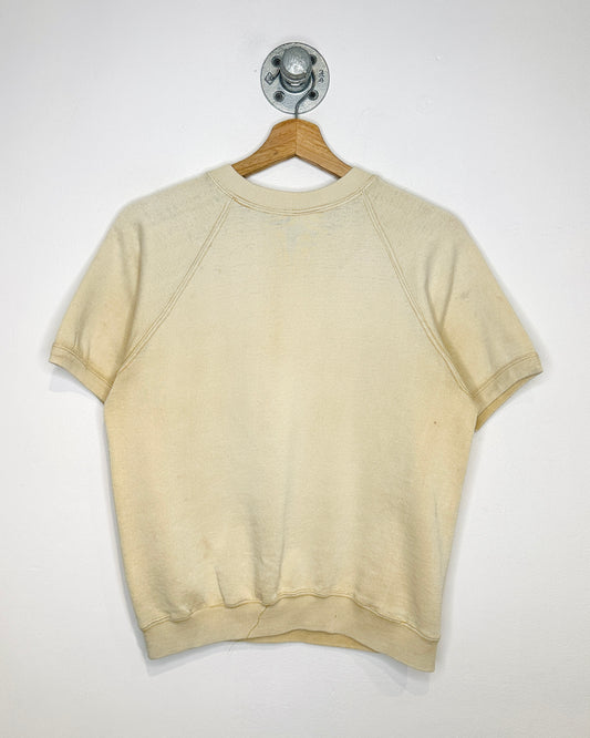 Vintage 1970s Sears The Men’s Store Short Sleeve Beige Distressed Sweatshirt