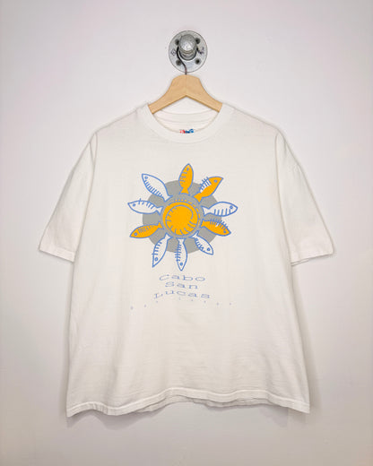 Vintage 90s Cabo San Lucas Dos Lunas White Tee Shirt