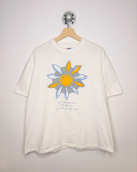 Vintage 90s Cabo San Lucas Dos Lunas White Tee Shirt