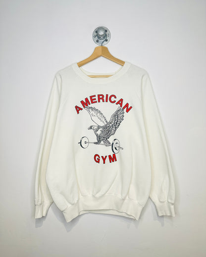 Vintage 1970s American Gym White Crewneck Sweatshirt